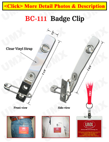 Pins+Clips Plastic Badge Holder Straps With Metal Snap Clips For Name Badges or Name Tags