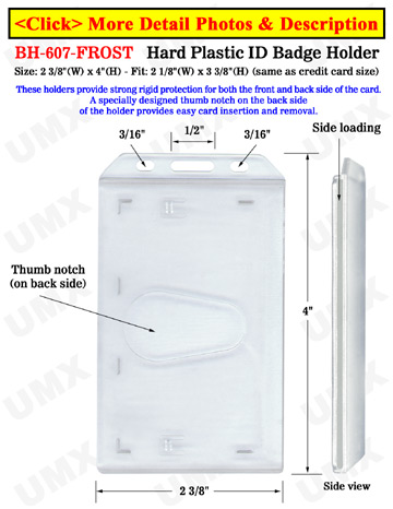 Hard Plastic ID Card Holders For Vertical ID Cards With Side Loading