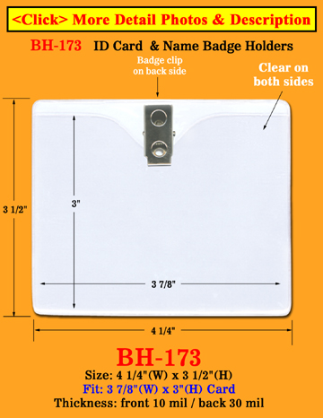 Heavy Duty Clip-On Horizontal Vinyl I D Holder: 3 7/8&quot;(W)x 3&quot;(H)