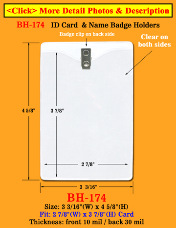 Heavy Duty Clip-On Vertical ID Holder: 3&quot;(W)x 4 1/2&quot;(H)