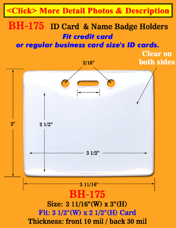 Heavy Duty Security Badge Holder: 3 1/2&quot;(W)x 2 1/2&quot;(H) Credit Card Size Security Access Card