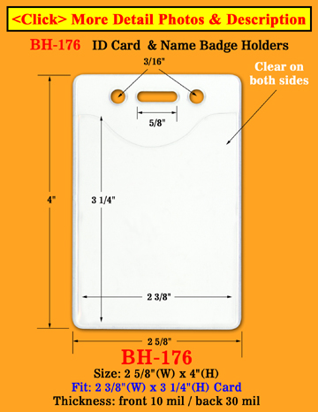 Heavy Duty Vertical Identification Card Holder: 2 3/8&quot;(W)x 3 1/4&quot;(H) Credit Card Size