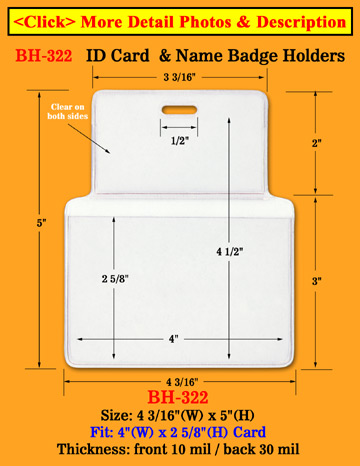 Thick Heavy Duty Top Loading ID Card Holder: 4&quot;(W)x 2 5/8&quot;(H)