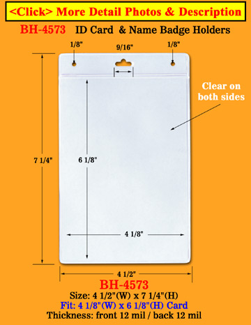 4&quot;(W)x6&quot;(H) Big Size Name Badge Holders For Vertical Top Loading Inserts