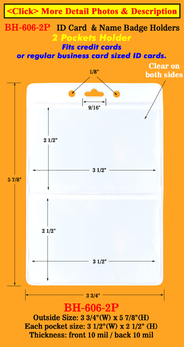 Two Pocket Badge Holders For ID Cards &amp; Name Badges