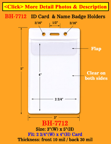 Top Loading Vertical Clear Plastic Badge Holders With Plastic Flaps