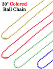 Ball Chains: 30&quot; Gold, Red, Blue and Green Color Metal Neck Chain Lanyards