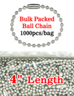 4" Bulk Packed Ball Chains: Wholesale Bulk Order Metal Bead Chain Nickel Color LY-704BP/Bag-of-1000Pcs