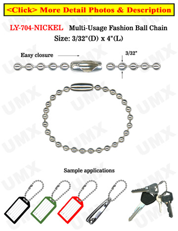 Bag Tag Chains: Wholesale 4&quot; Nickel Color Key Tag Ball Chains