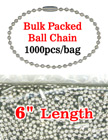 6" Bulk Order Wholesale Ball Chains: Bulk Packed Metal Bead Chains Nickel Color LY-706BP/Bag-of-1000pcs