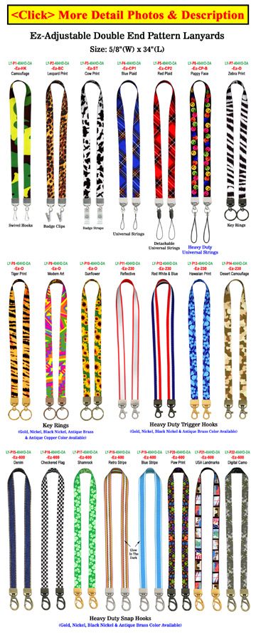 5/8&quot; Ez-Adjustable Double Ended Art Printed Neck Lanyards With Two Hardware