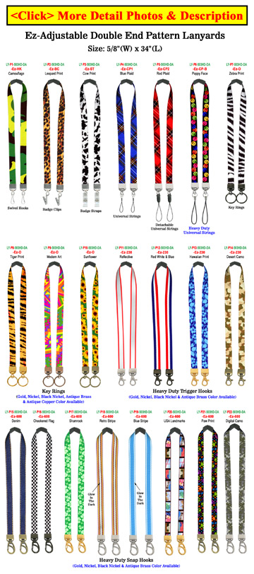 5/8&quot; Ez-Adjustable Double Ended Art Printed Safety Neck Lanyards With Dual Ends