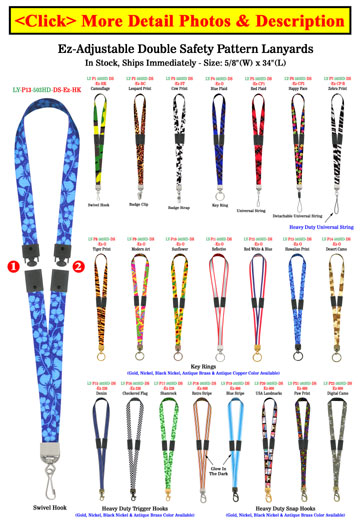 5/8&quot; Ez-Adjustable Art Printed Dobule Safety Neck Lanyards With Two Safety Protection