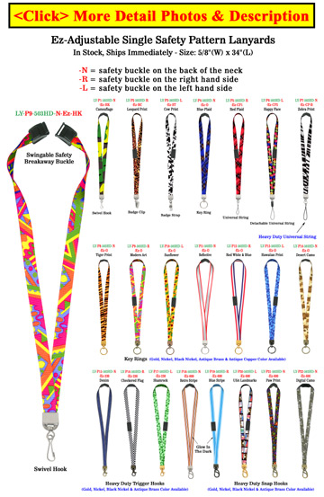 5/8&quot; Ez-Adjustable Art Printed Safety Neck Lanyards With Safety Break Away Protection