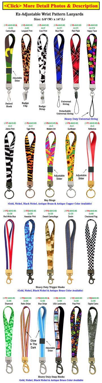 Printed Wrist Lanyards: 5/8&quot; Ez-Adjustable Art Printed Wrist Straps