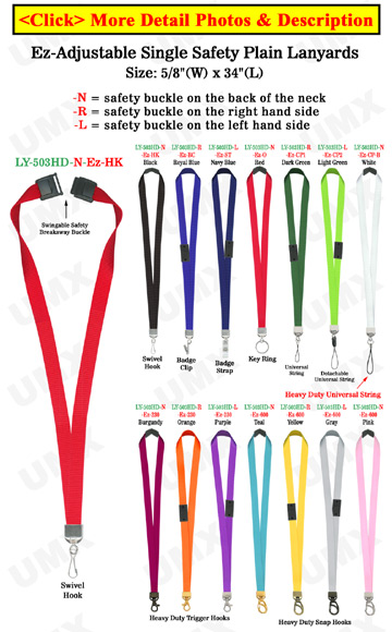 5/8&quot; Ez-Adjustable Safety Neck Lanyards With Single Safety Breakaway Buckle