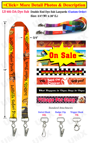 Full Color Custom ID Lanyards With 2 Badge Clips or 2 Hooks