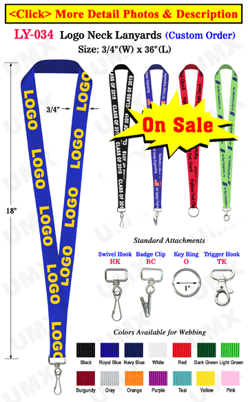 3/4&quot; Printed Lanyards With Customized or Personalized Logos.