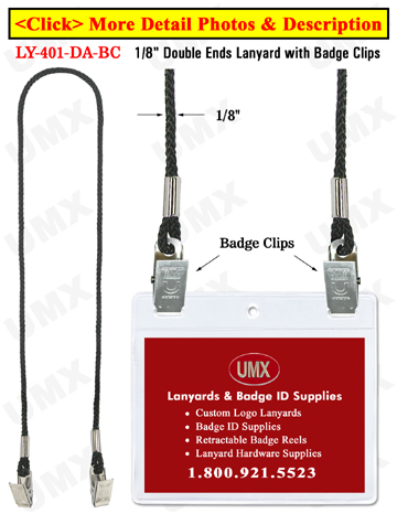 LY-401-DA-HK 1/8&quot; Double Attachment Lanyards With Swivel Hooks