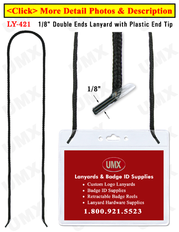 LY-421 1/8&quot; Round Cord Lanyards With Two Heavy Duty Plastic End-Tips