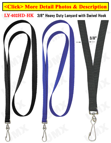 LY-402HD-HK 3/8&quot; Polyester High Quality Heavy Duty Plain Lanyards With Swivel Hooks