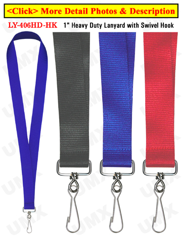 LY-406HD-HK 1&quot; Wide &amp; Thick  Heavy Duty Plain Lanyards with J-Hooks