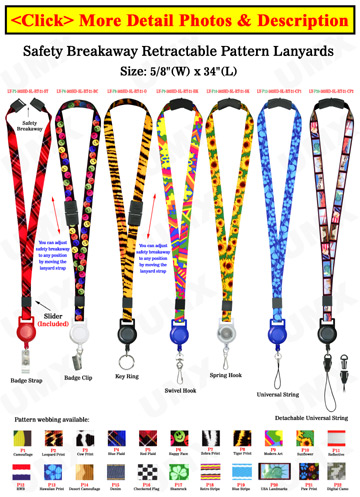 Retractable Safety Badge Lanyards: with 5/8&quot; Art Printed Neck Straps