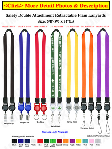 Double-Ended Safety Retractable Lanyards: With 5/8&quot; Heavy-Duty Neck Lanyard Straps