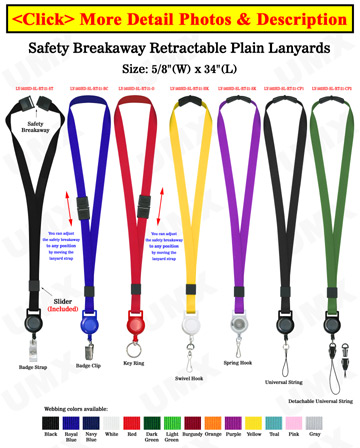 Retractable Breakaway Lanyards 5/8&quot; Safety Badge Holder Neck Straps