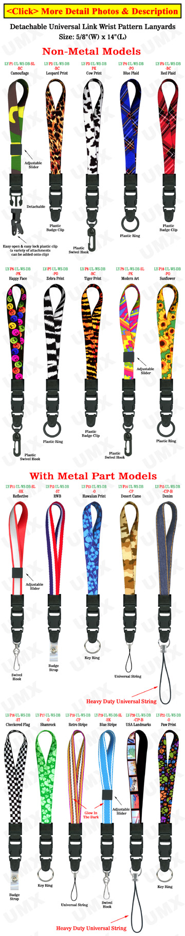 Quick Release Wrist Lanyards: 5/8&quot; Art Printed Quick Release Wrist Straps