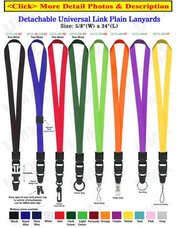 5/8&quot; Non-Metal Detachable Lanyards With All Plastic or Metal Hardware Selections