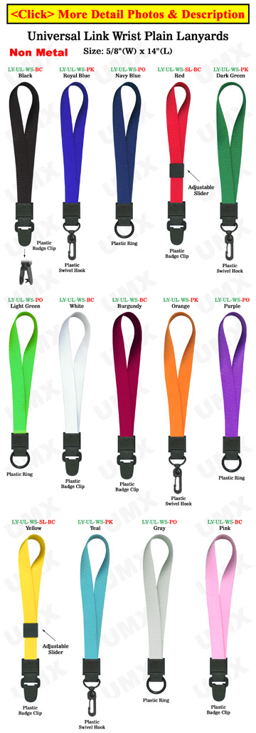 Plastic Wrist Lanyards: 5/8&quot; Non-Metal Wrist Strap Attachment Models