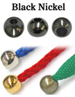 1/8&quot;(D) Black Nickel Finish Steel Iron Cord Ends: with 1/8&quot;(D, Top Hole) x 3/16&quot;(D, Bottom Hole)