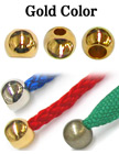 1/8&quot;(D) Gold Finish Metal Cord Ends: Round Beads with 1/8&quot;(D, Top Hole) x 3/16&quot;(D, Bottom Hole)