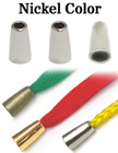 1/8&quot;(D) Nickel Finish Steel Cord Ends: Long Cone Shaped : with 1/8&quot;(D, Top Hole) x 1/4&quot;(D, Bottom Hole) 