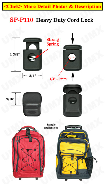 Heavy Duty Big Cord Locks: Durable &amp; Strong Steel Metal Spring Toggles, Cord Stoppers , One Hole - 6mm(D)=1/4&quot;(D)