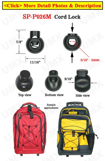 Plastic Cordlocks: Round Shape - Medium Size String Locks - One Hole - Small Sample Order