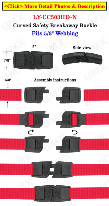 Plastic Breakaway Neck Lanyard Buckles: Flat &amp; Curved Safety Neck Strap Buckles - 5/8&quot;