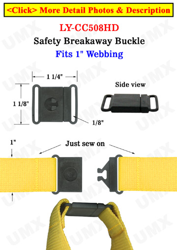 Sewn-On Large Breakaway Buckles: Large Safety Buckles: Fit 1&quot; Wide Lanyards