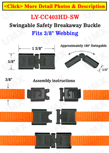 Safety Buckles: Small Swingable Breakaway Buckles - 3/8&quot;