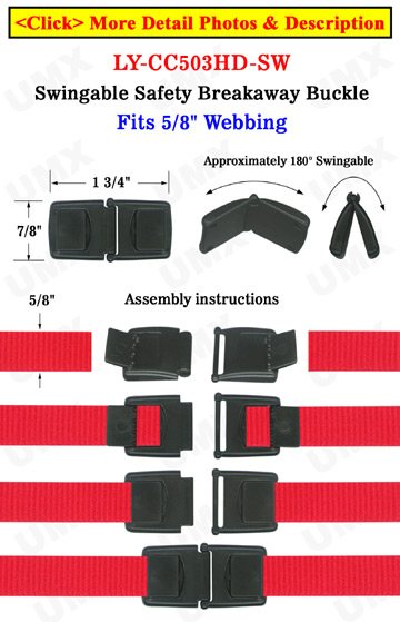 Swingable Neck Strap Plastic Safety Buckles: Fit 5/8&quot; Safety Lanyards