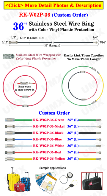 36&quot; Aircraft Cable Key Rings: Steel Metal Hardware Assemblies 