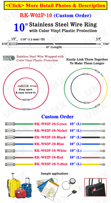 10&quot; Braided Stainless Steel Wire Tether Cable Rings