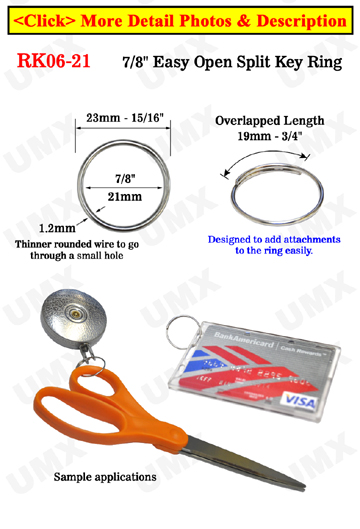 7/8&quot;, 21mm Easy Split Key Rings: Designed To Add Attachment Easily