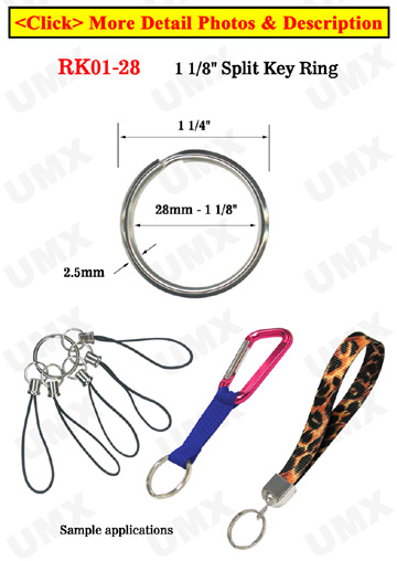 1 1/8&quot;,  28 mm Heavy Duty Keyrings: Factory Direct Economic Pricing