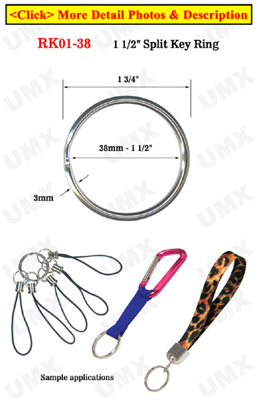 1 1/2&quot;,  38 mm Large Key Rings: Large Size Keychain Holders 