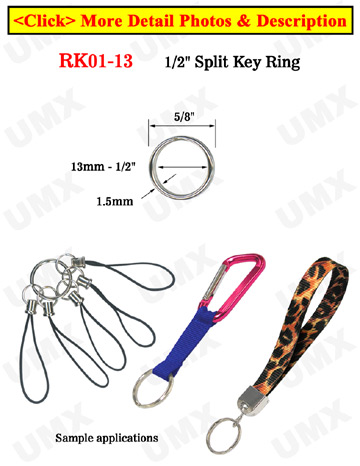 Small Key Rings: 1/2&quot; Small Size Nickel Color Split Rings