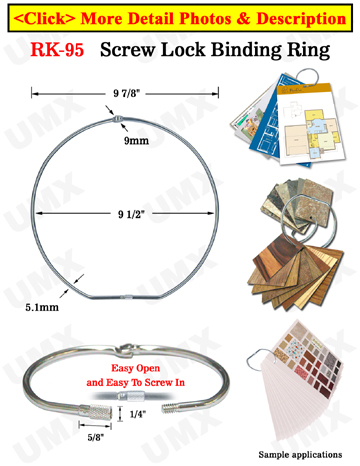 9.5&quot; Extra Large Loose Leaf Binding Rings - Heavy Duty Threaded Screw Binders