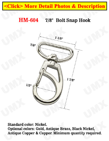 7/8&quot; Big Swivel Eye Enhanced Frame Bolt Snaps For Flat Straps