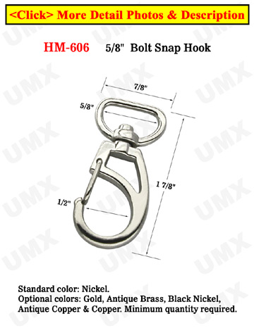 5/8&quot; D Swivel Eye Enhanced Frame Bolt Snaps For Flat Straps